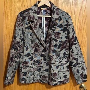 Havana Jack Size 14 Tapestry Jacket Blazer Coat career Jaquard Floral Rose Print